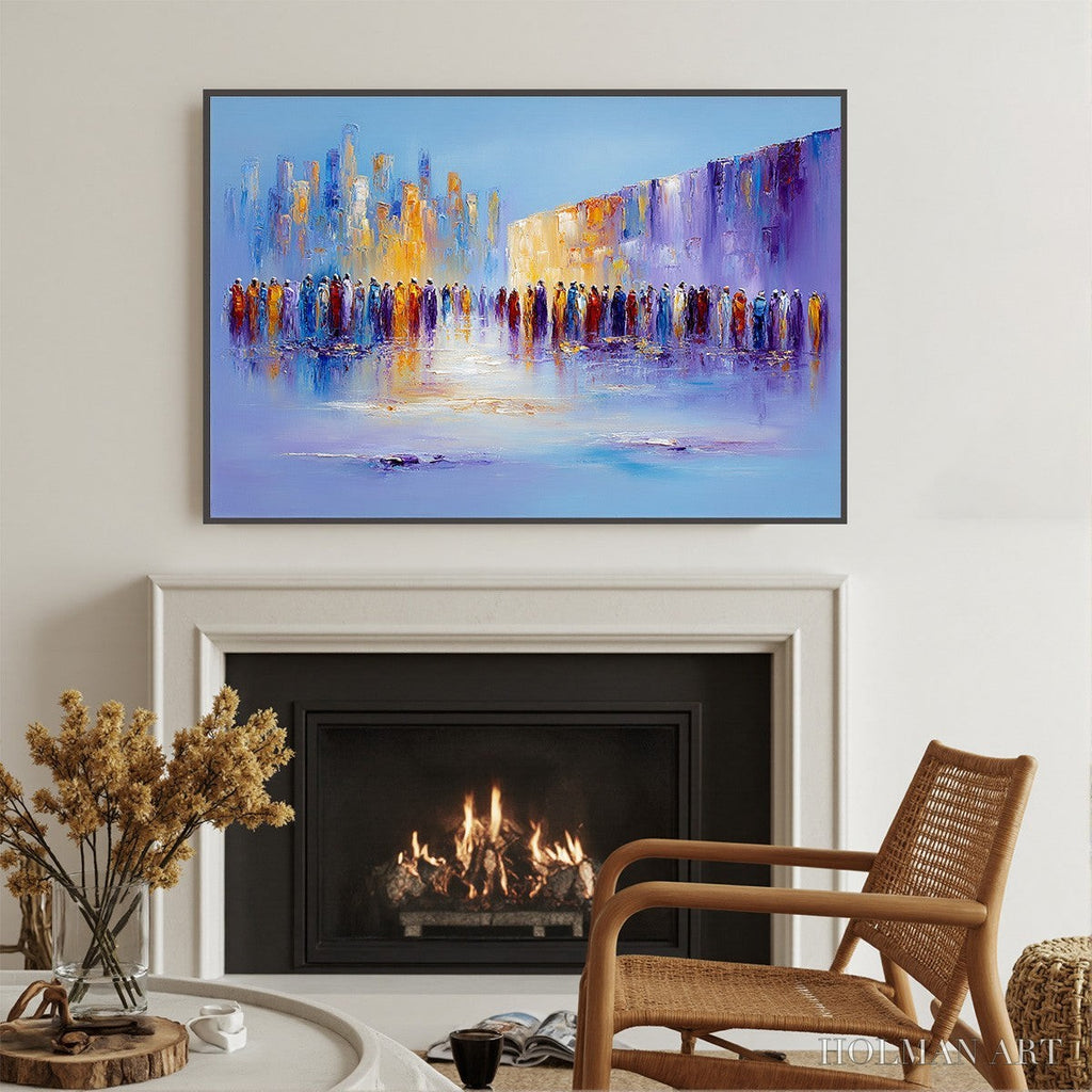 HOLMAN ART Convergence – Abstract Figurative Cityscape Palette Knife Painting - image 2