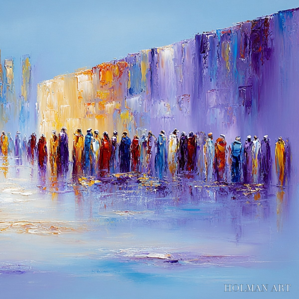 HOLMAN ART Convergence – Abstract Figurative Cityscape Palette Knife Painting - image 3