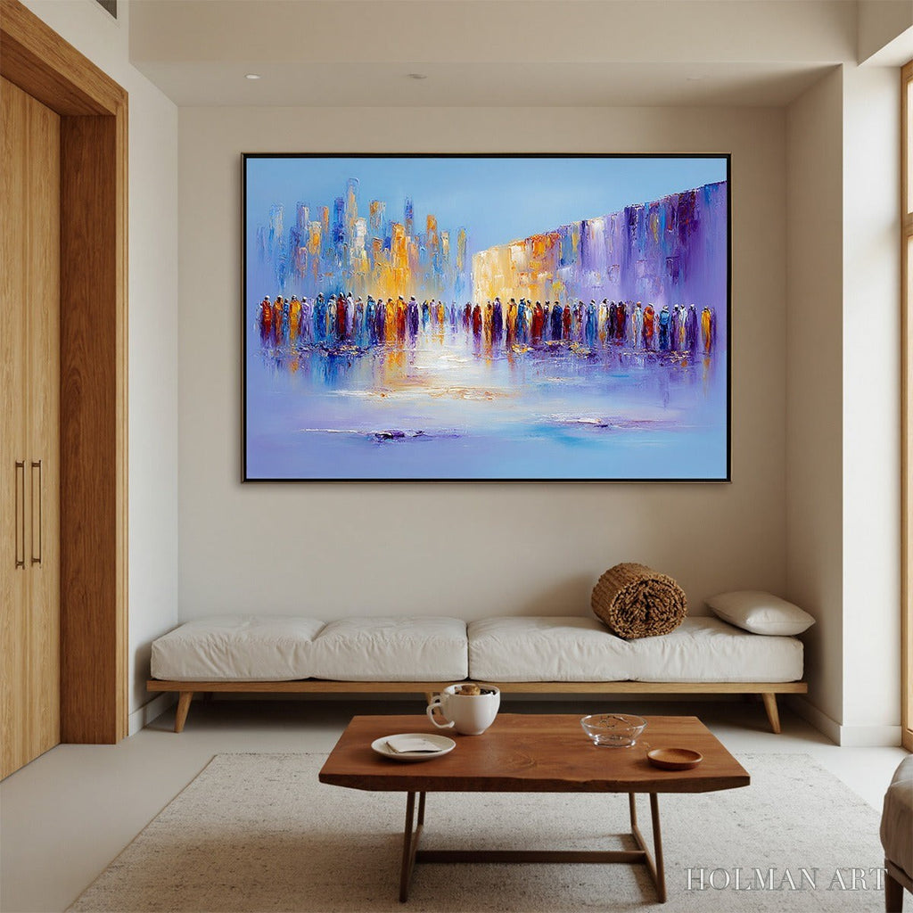 HOLMAN ART Convergence – Abstract Figurative Cityscape Palette Knife Painting - image 4