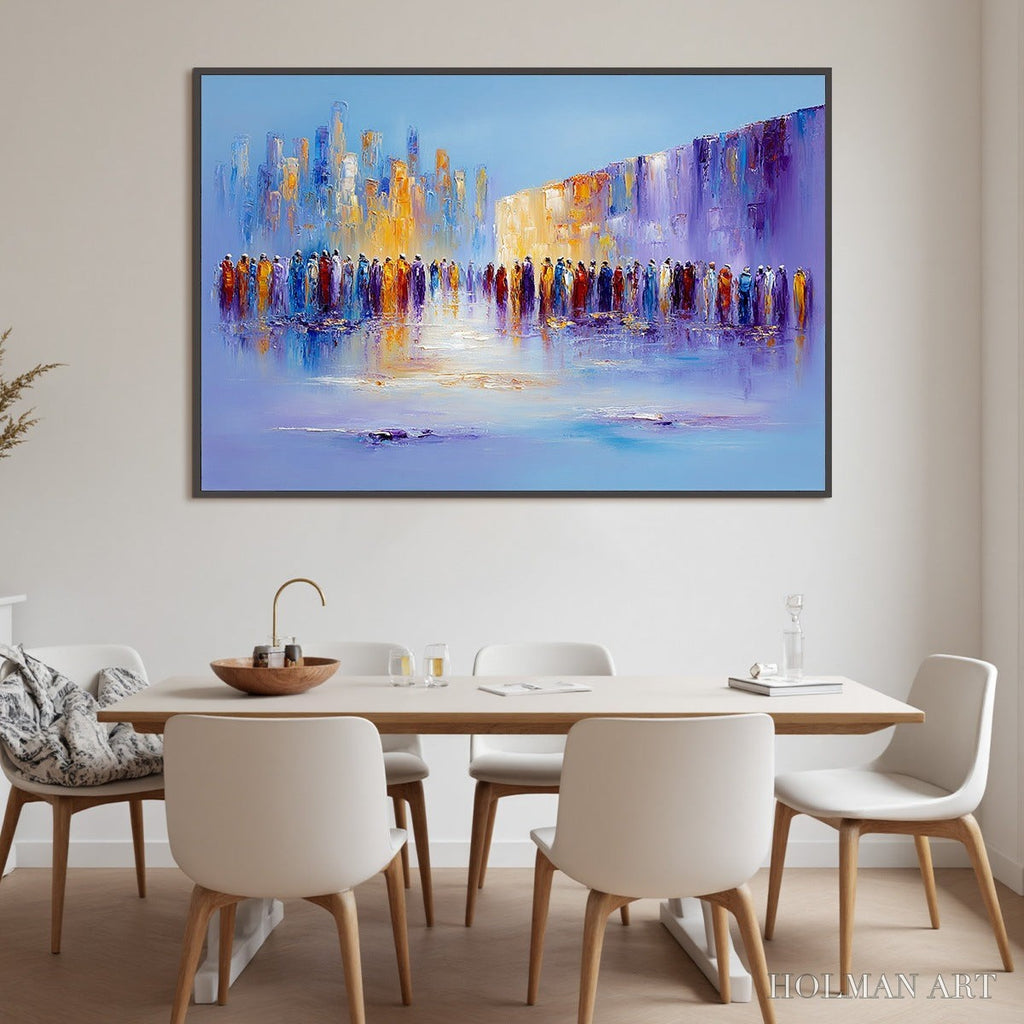HOLMAN ART Convergence – Abstract Figurative Cityscape Palette Knife Painting - image 6