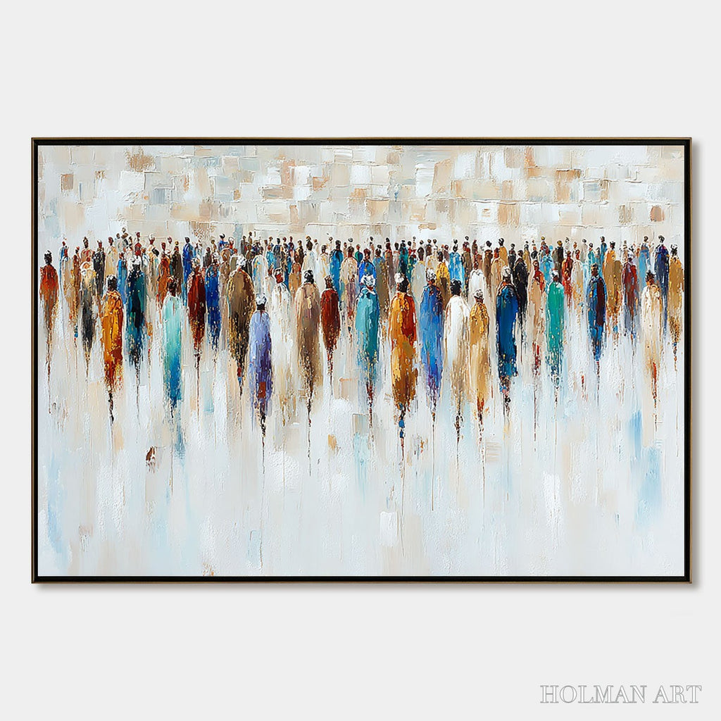 HOLMAN ART Convergence – Textured Abstract Figurative Crowd Painting - image 1