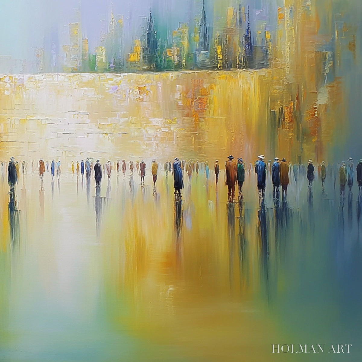 HOLMAN ART Echoes of Eternity – Large Figurative Cityscape Oil Painting of a Historic Wall - image 3