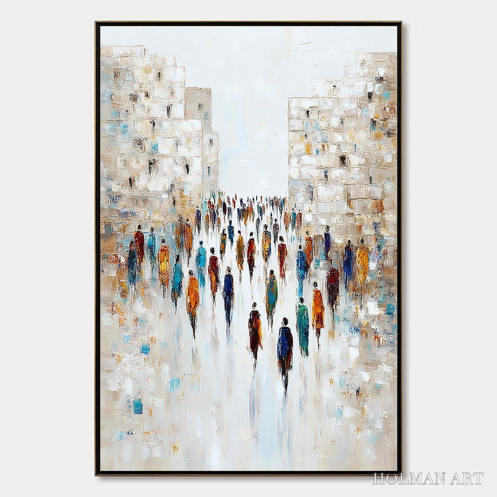 HOLMAN ART Convergence – Textured Abstract Figurative Cityscape Painting - image 1