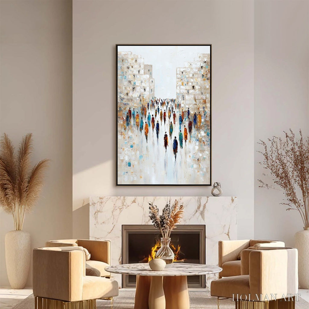 HOLMAN ART Convergence – Textured Abstract Figurative Cityscape Painting - image 2