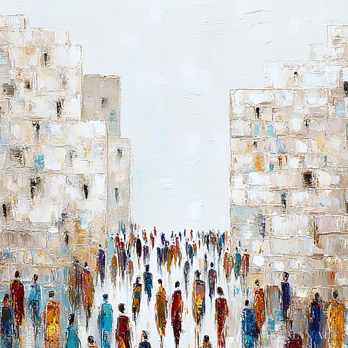 HOLMAN ART Convergence – Textured Abstract Figurative Cityscape Painting - image 3