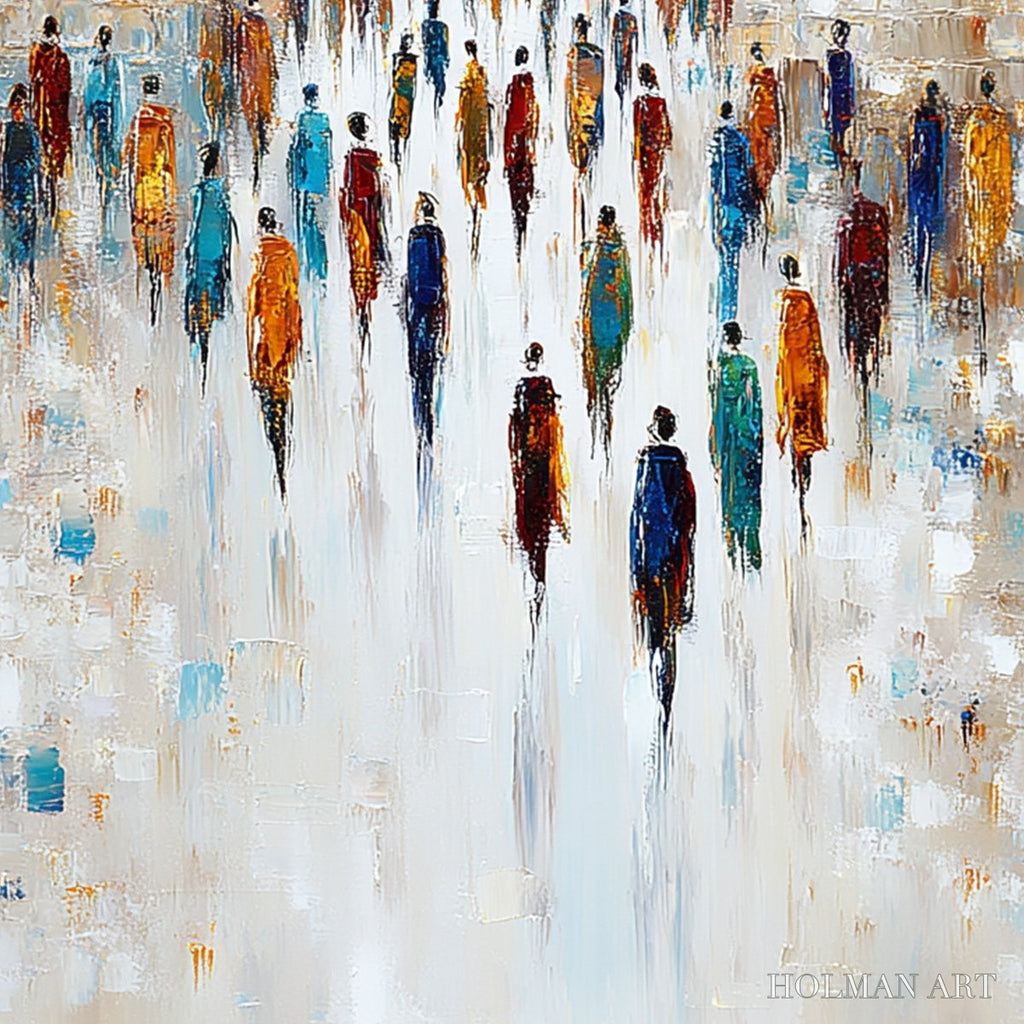 HOLMAN ART Convergence – Textured Abstract Figurative Cityscape Painting - image 5