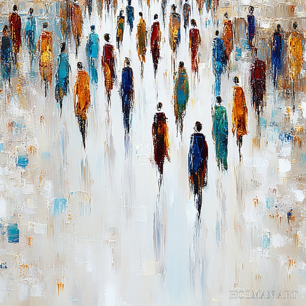 HOLMAN ART Convergence – Textured Abstract Figurative Cityscape Painting - image 5