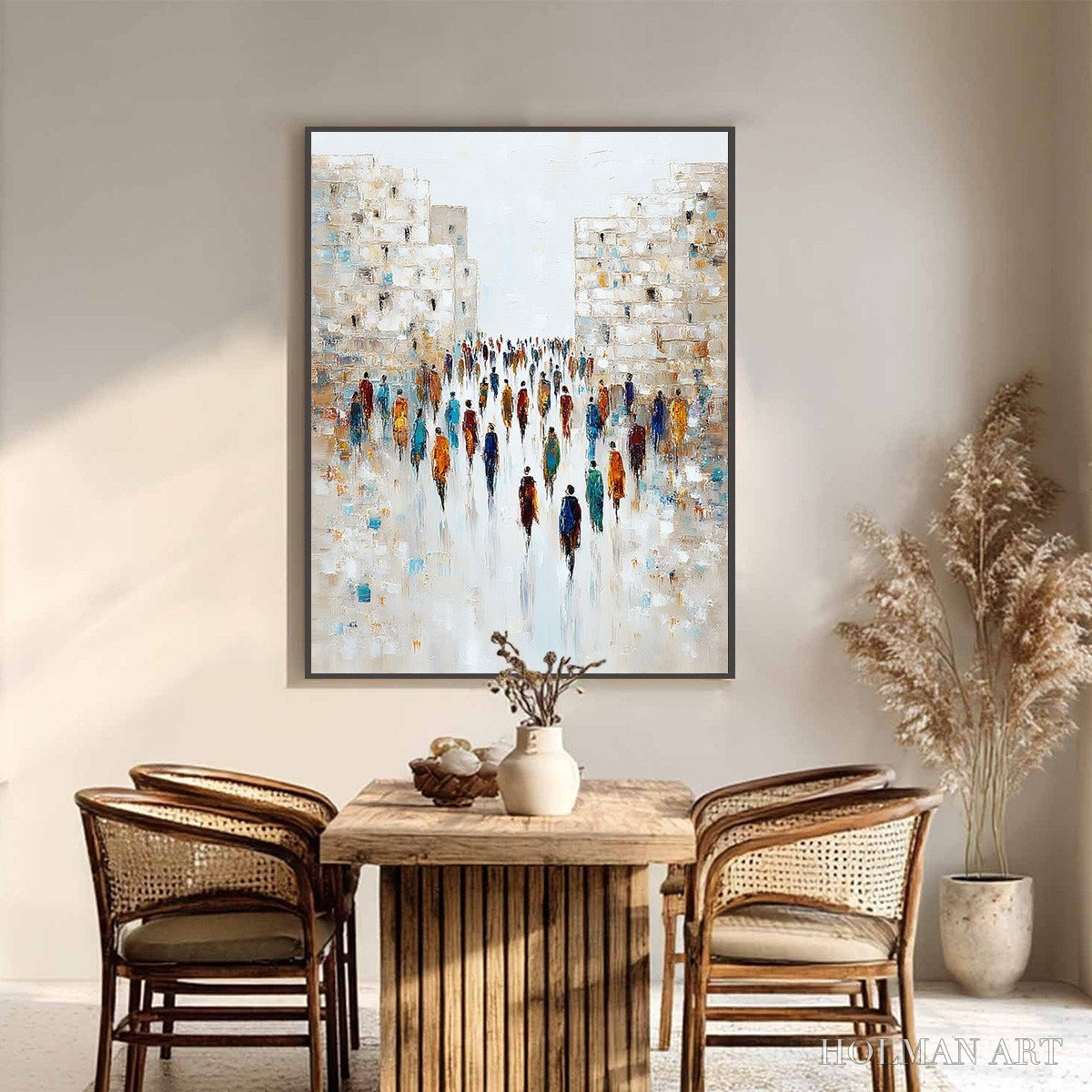HOLMAN ART Convergence – Textured Abstract Figurative Cityscape Painting - image 6