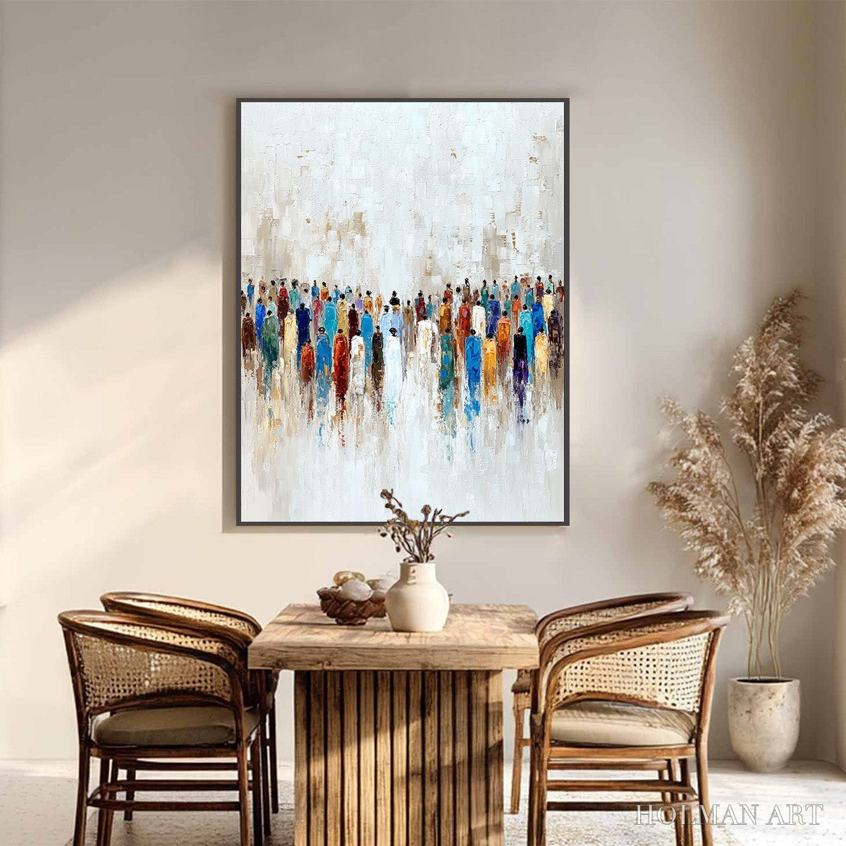 HOLMAN ART Convergence – Colorful Abstract Figurative Painting of a Crowd - image 2
