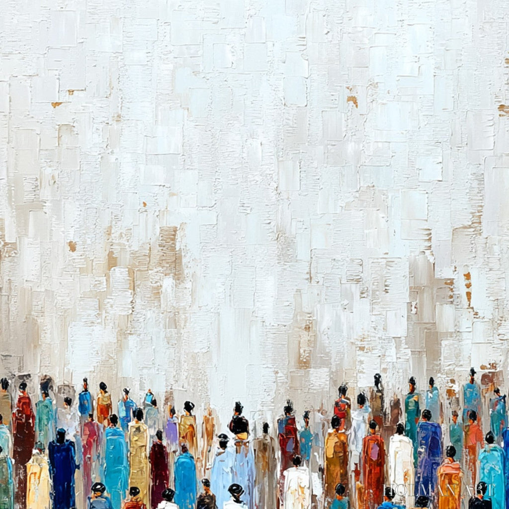 HOLMAN ART Convergence – Colorful Abstract Figurative Painting of a Crowd - image 5