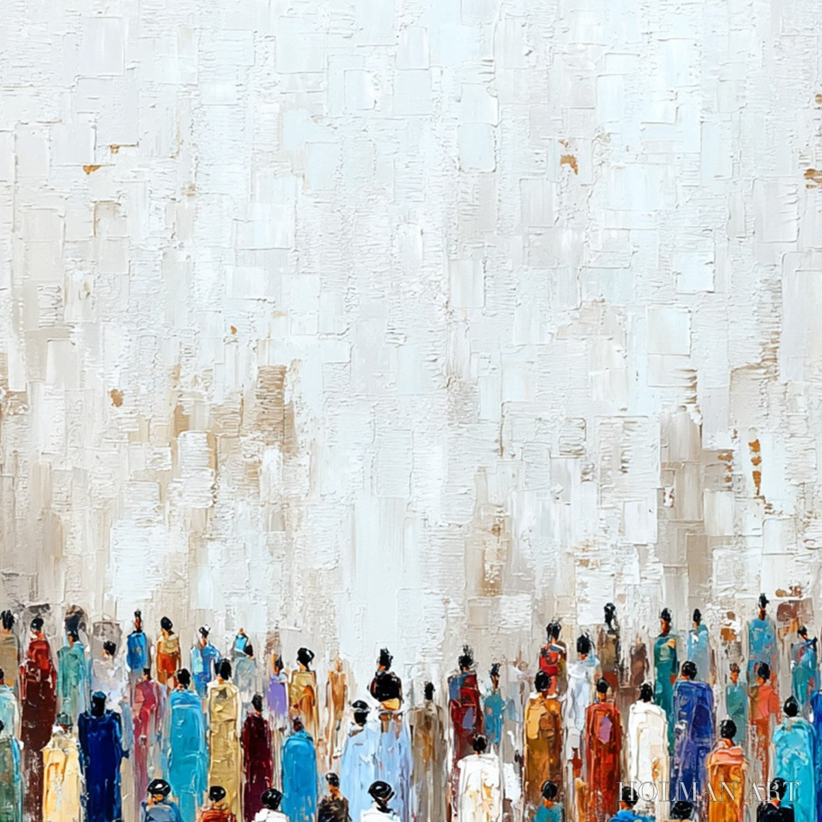 HOLMAN ART Convergence – Colorful Abstract Figurative Painting of a Crowd - image 5