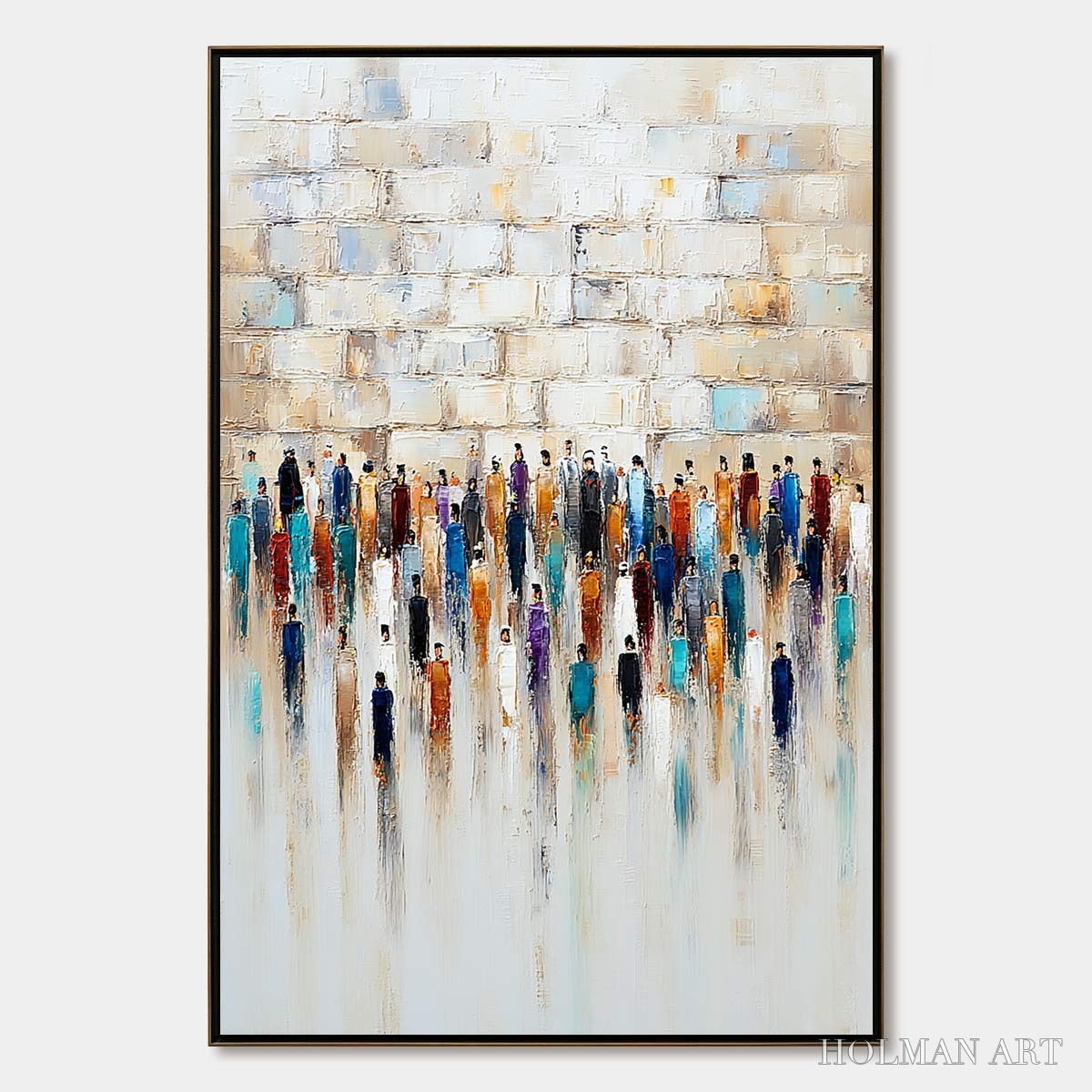 HOLMAN ART Convergence – Textured Abstract Figurative Painting of People Gathering - image 1