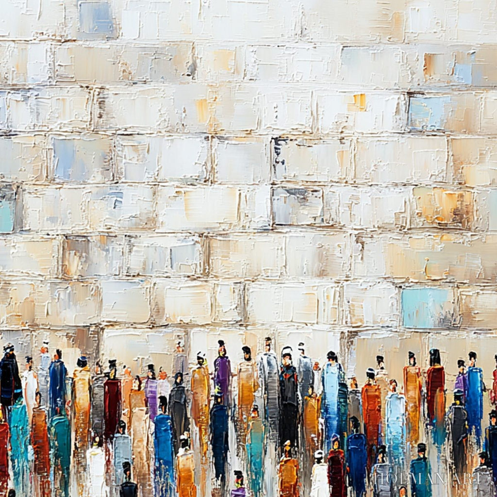 HOLMAN ART Convergence – Textured Abstract Figurative Painting of People Gathering - image 3