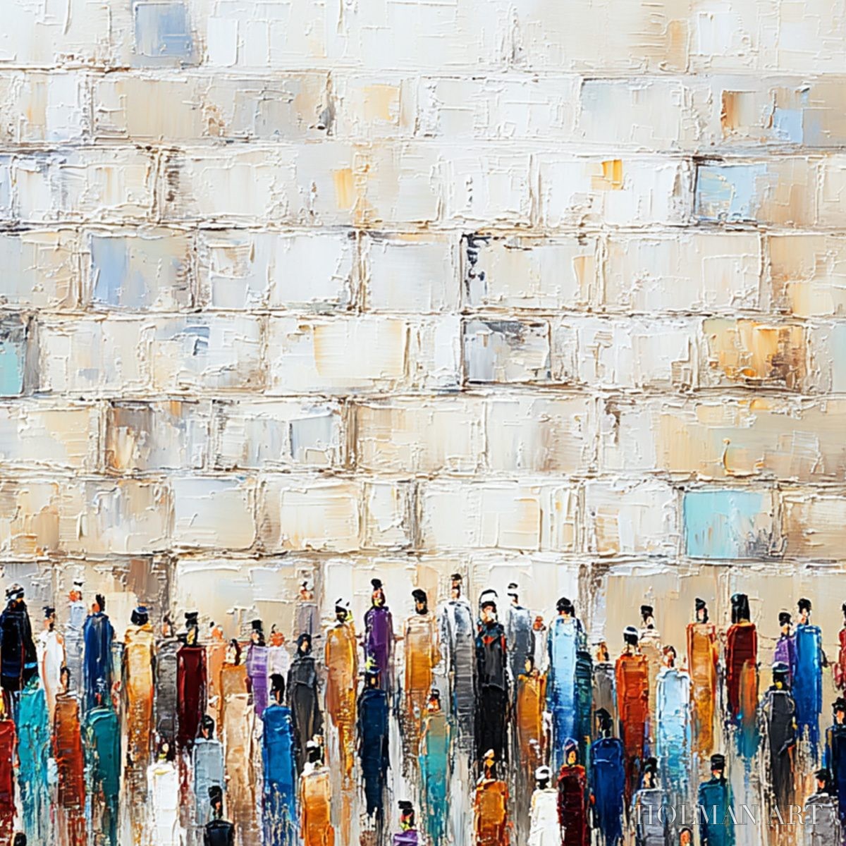 HOLMAN ART Convergence – Textured Abstract Figurative Painting of People Gathering - image 3