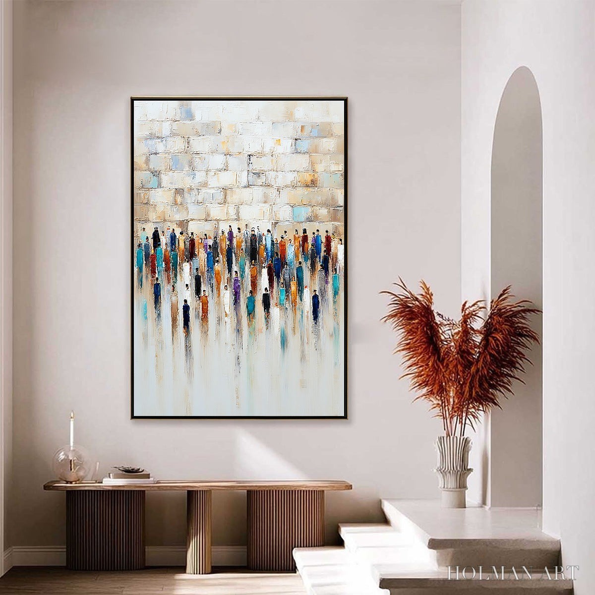 HOLMAN ART Convergence – Textured Abstract Figurative Painting of People Gathering - image 4