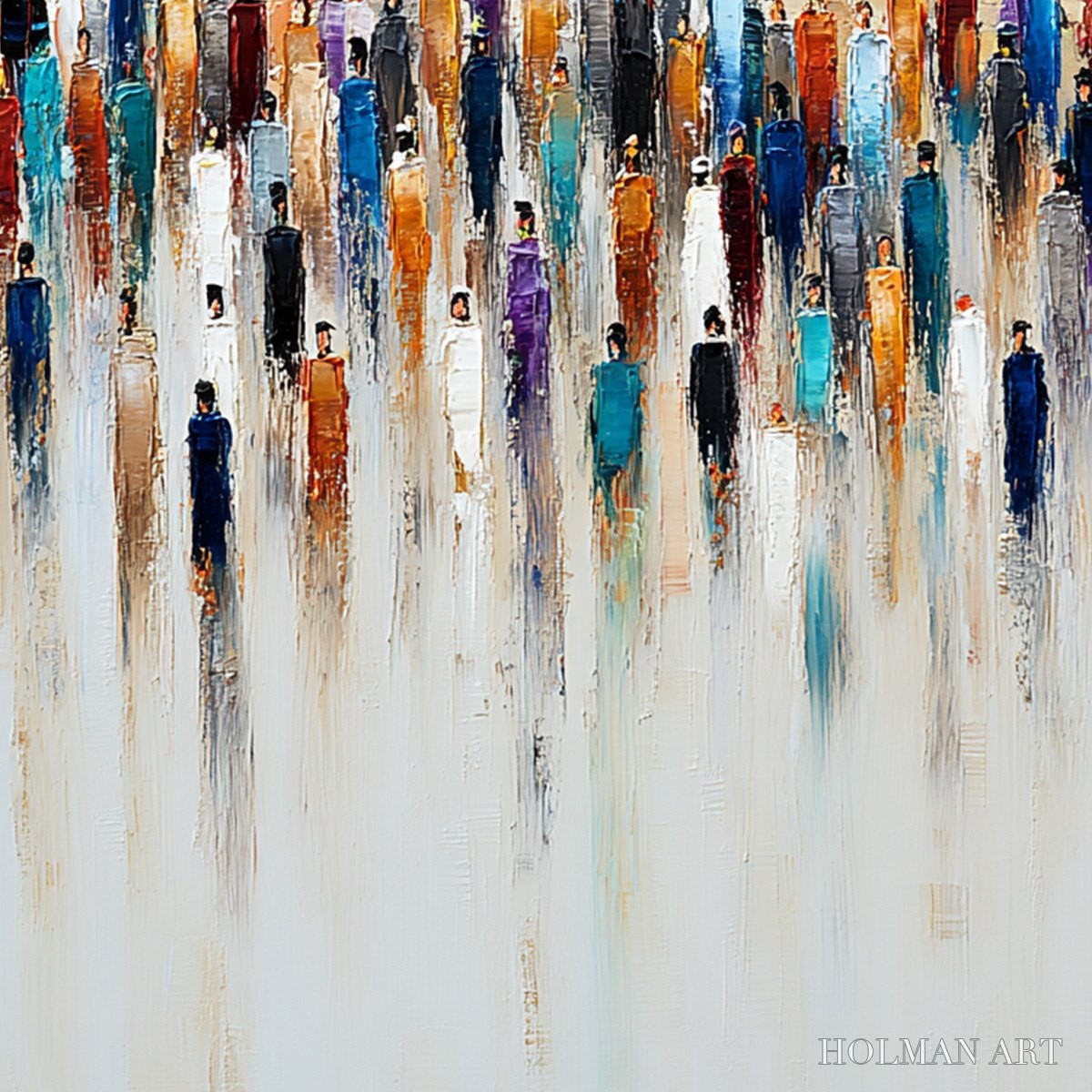 HOLMAN ART Convergence – Textured Abstract Figurative Painting of People Gathering - image 5