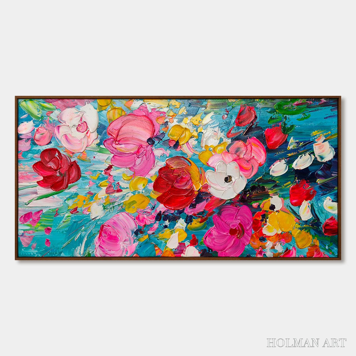 HOLMAN ART Ready to Ship | Red Garden | 20''X40'' | 50x100cm | Wood Frame - image 3