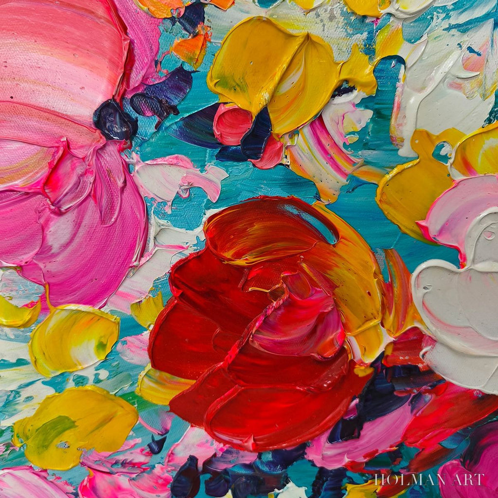 HOLMAN ART Ready to Ship | Red Garden | 20''X40'' | 50x100cm | Wood Frame - image 4