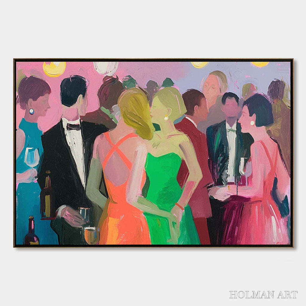 HOLMAN ART Cocktail Hour – Figurative Oil Painting, Social Scene - image 1