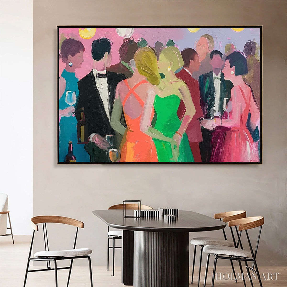 HOLMAN ART Cocktail Hour – Figurative Oil Painting, Social Scene - image 2