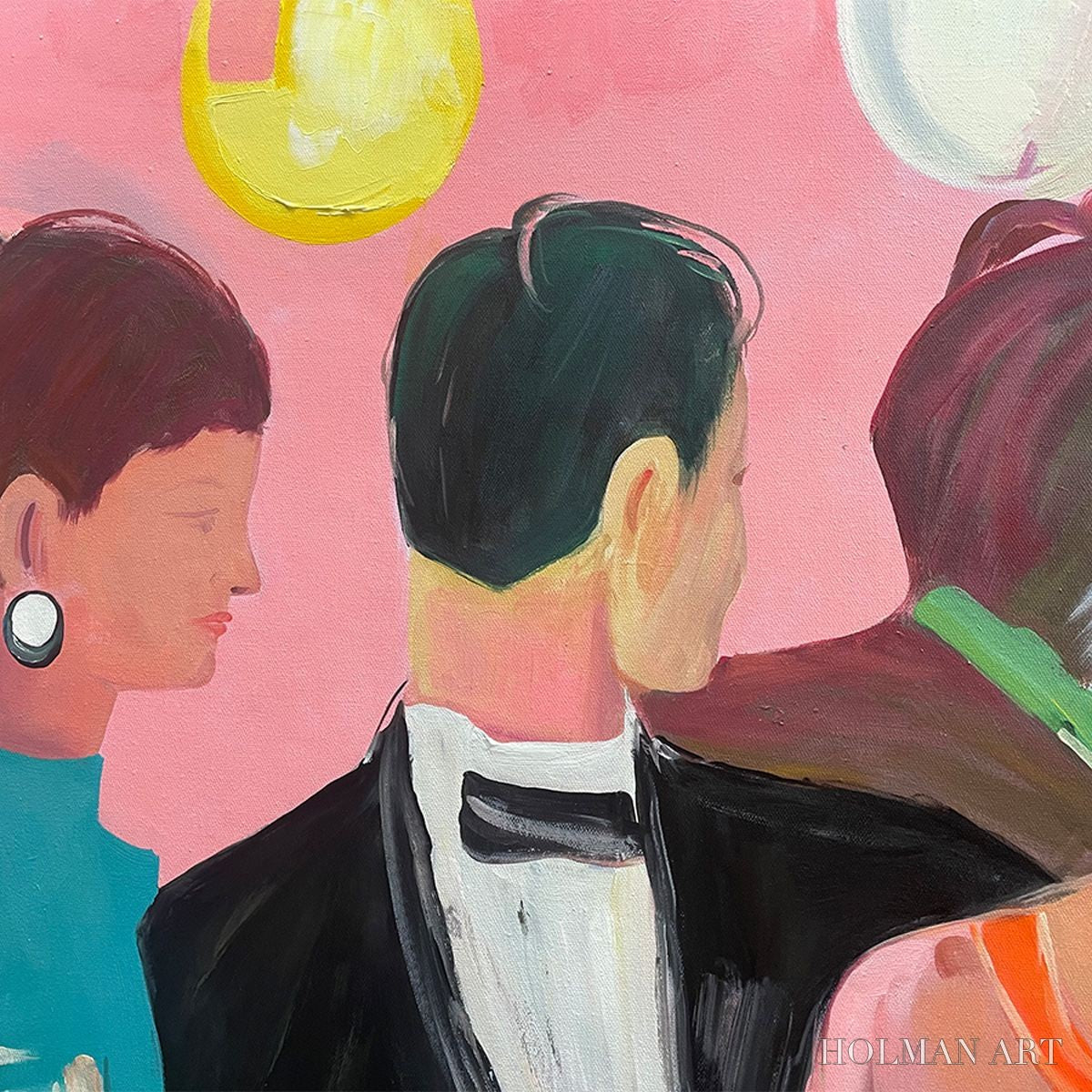 HOLMAN ART Cocktail Hour – Figurative Oil Painting, Social Scene - image 3