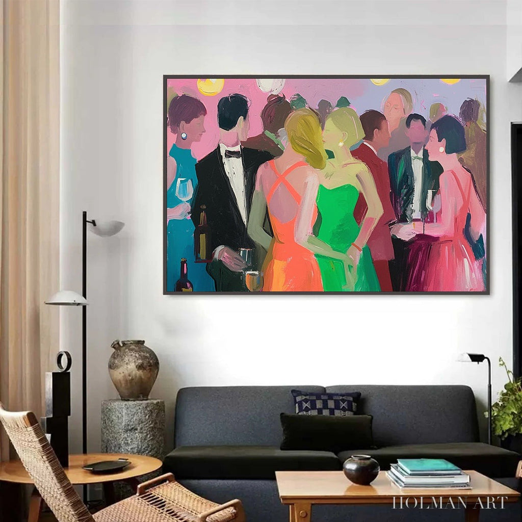 HOLMAN ART Cocktail Hour – Figurative Oil Painting, Social Scene - image 4