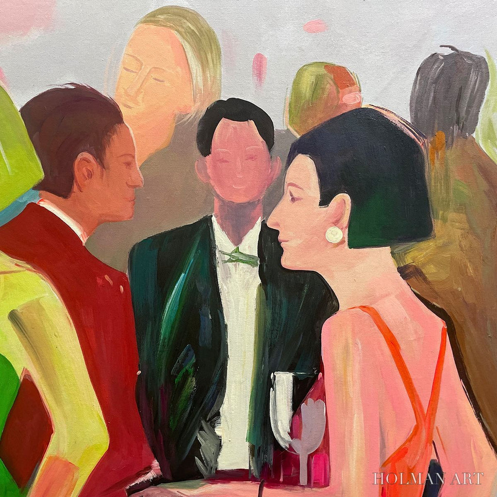 HOLMAN ART Cocktail Hour – Figurative Oil Painting, Social Scene - image 6