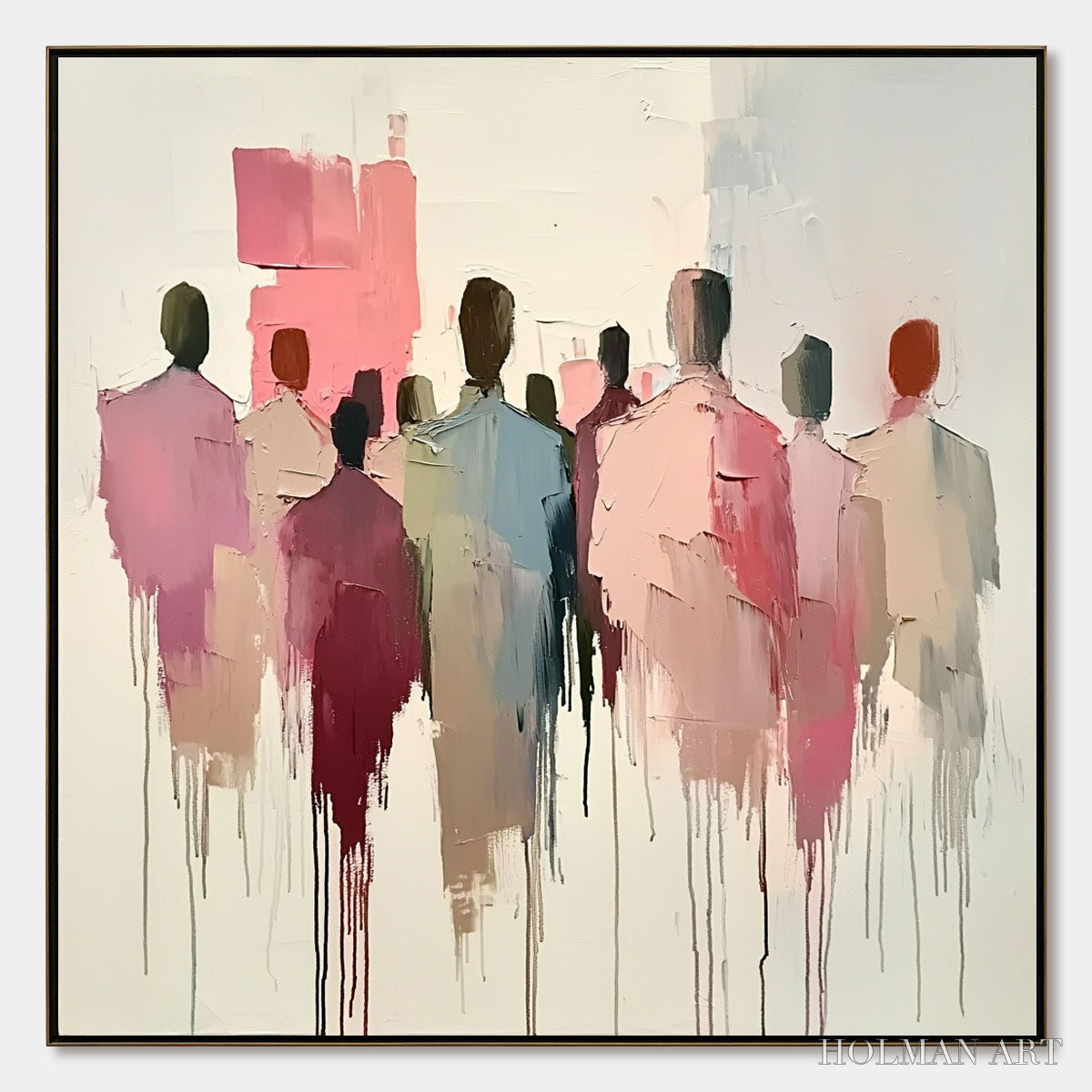 HOLMAN ART Gathering – Abstract Figurative Palette Knife Oil Painting - image 1