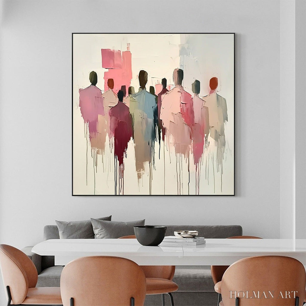 HOLMAN ART Gathering – Abstract Figurative Palette Knife Oil Painting - image 2