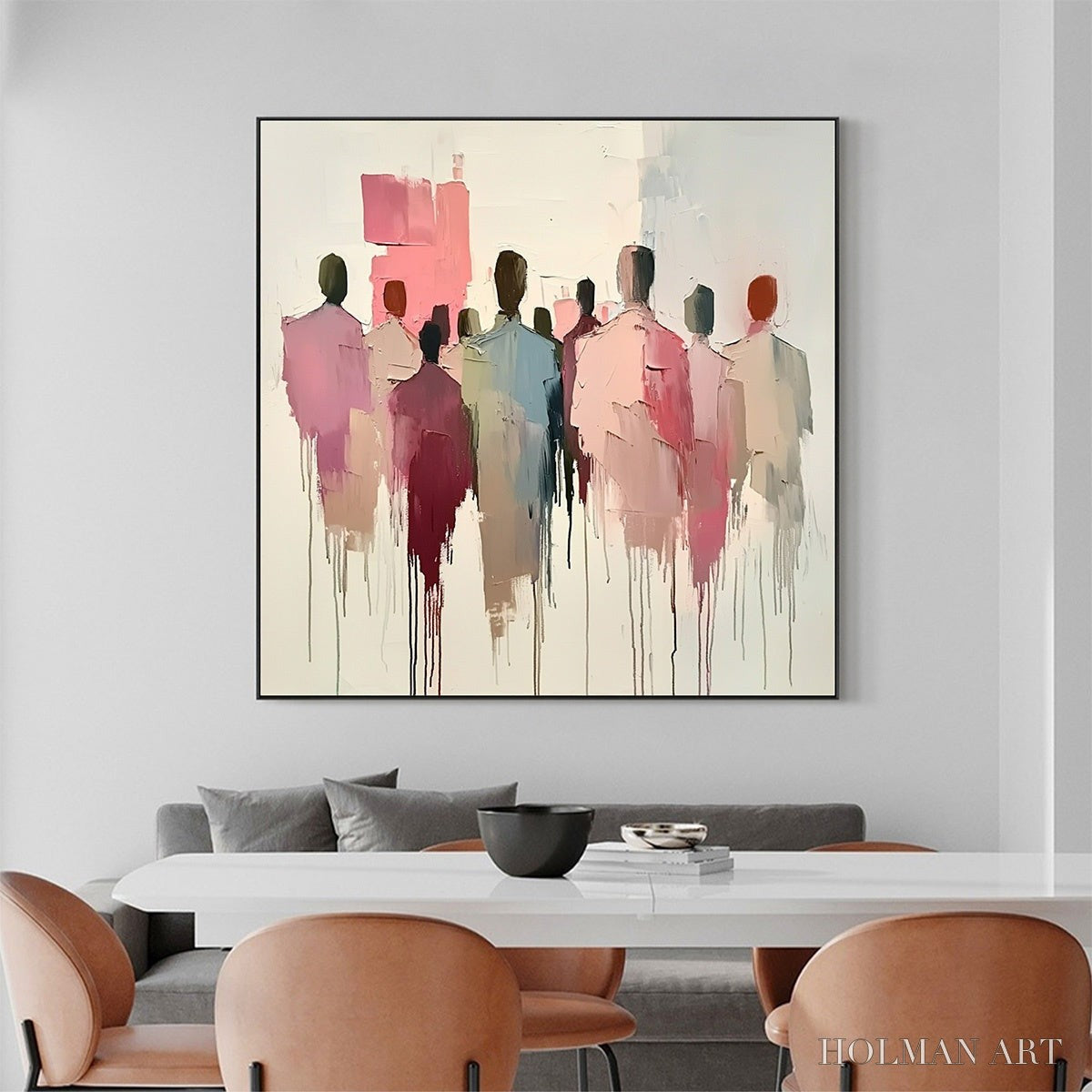 HOLMAN ART Gathering – Abstract Figurative Palette Knife Oil Painting - image 2