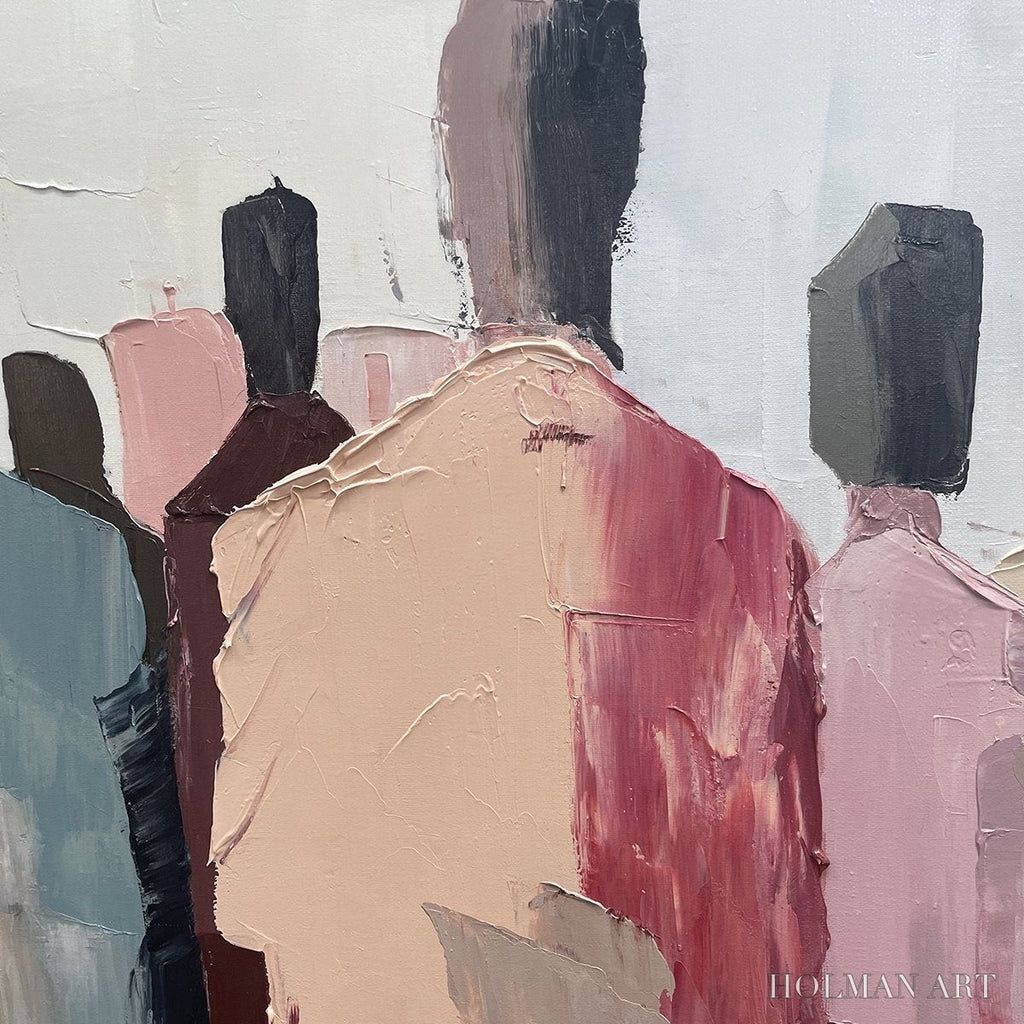 HOLMAN ART Gathering – Abstract Figurative Palette Knife Oil Painting - image 3