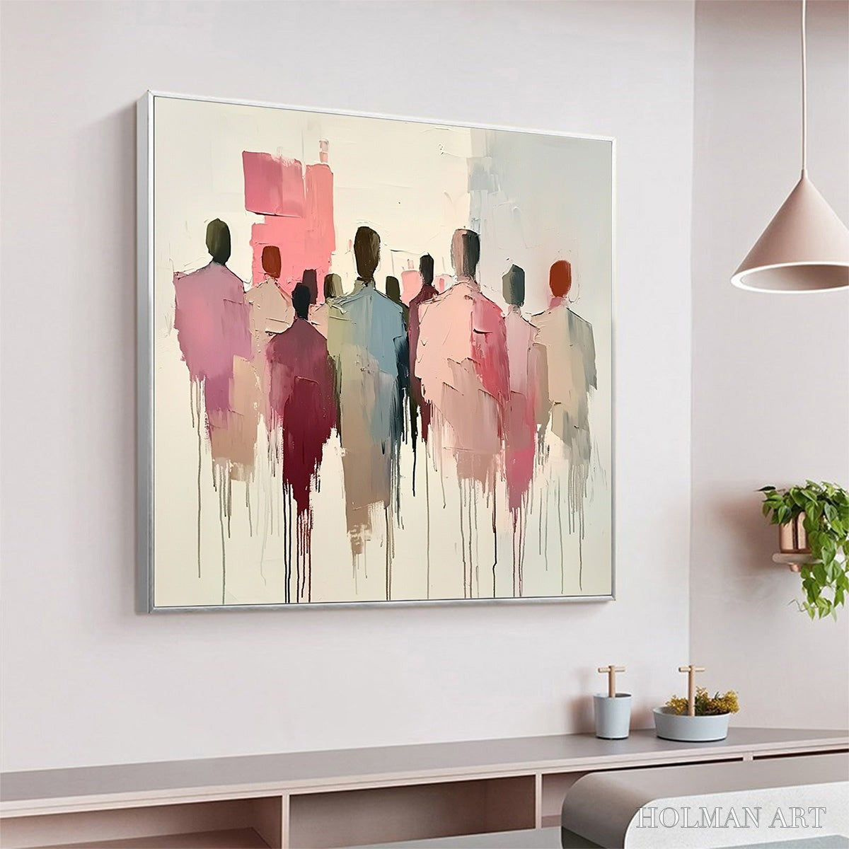 HOLMAN ART Gathering – Abstract Figurative Palette Knife Oil Painting - image 4