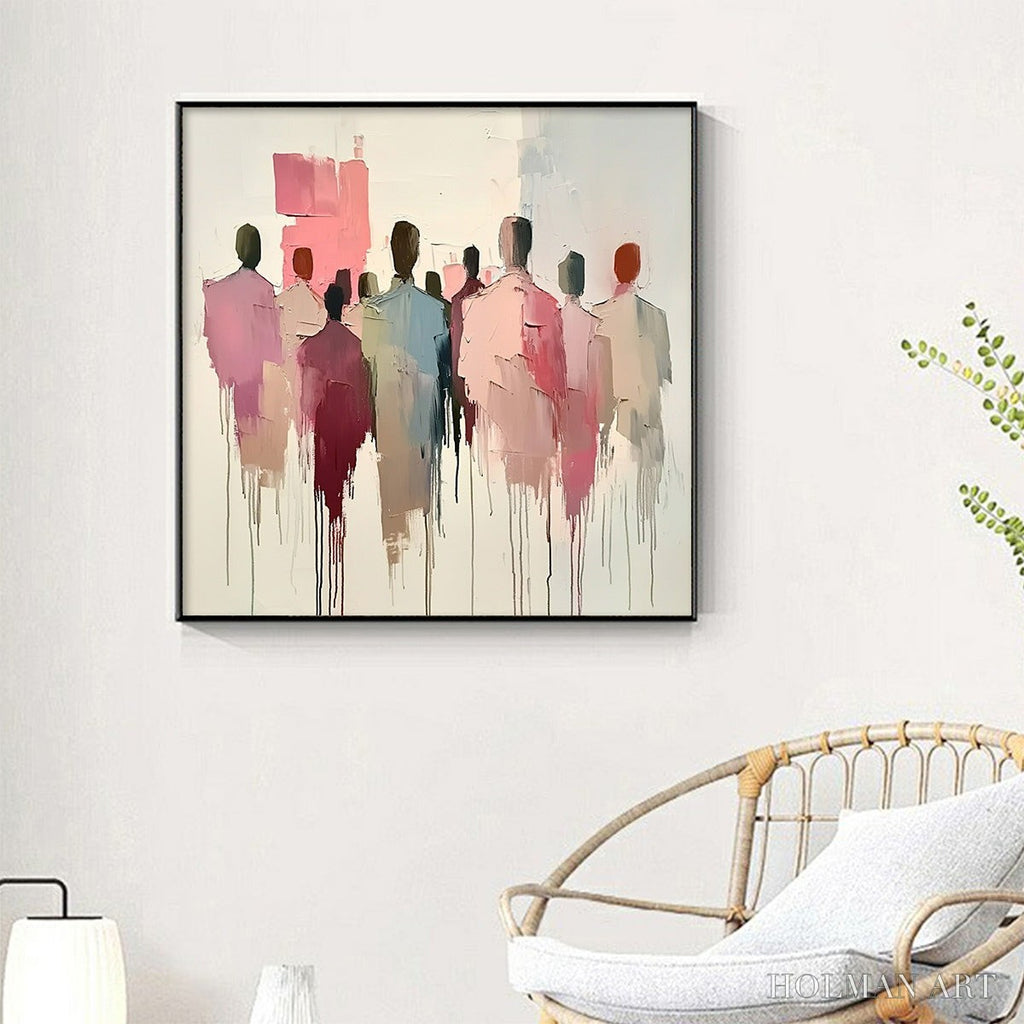 HOLMAN ART Gathering – Abstract Figurative Palette Knife Oil Painting - image 5