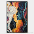 HOLMAN ART Connected Souls – Figurative Oil Painting of Two Faces - image 1