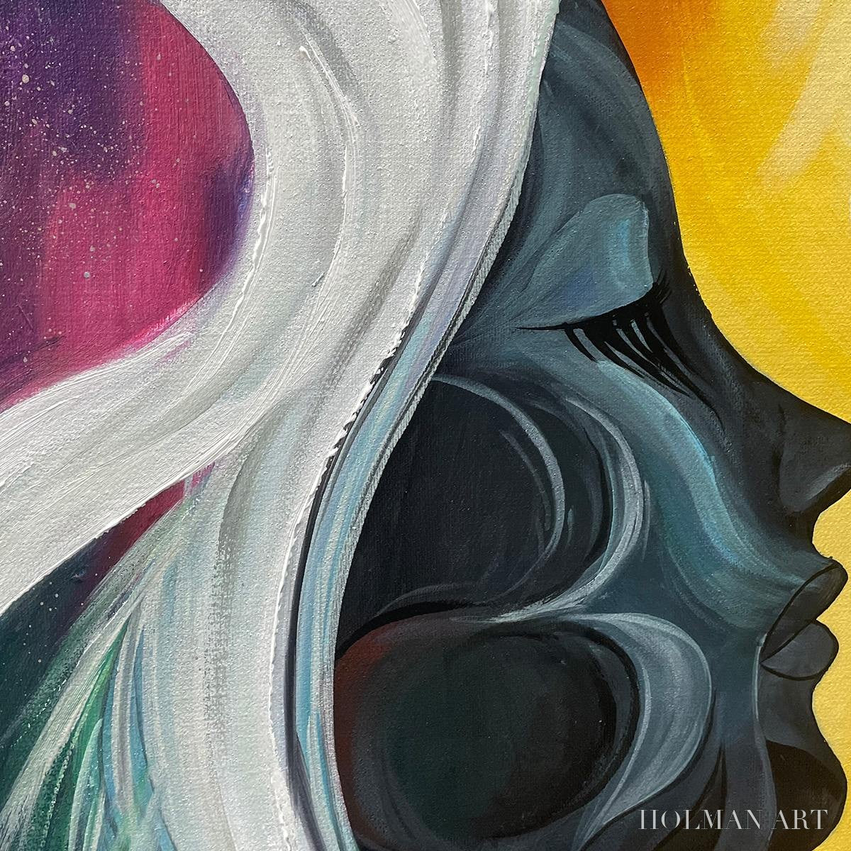 HOLMAN ART Connected Souls – Figurative Oil Painting of Two Faces - image 3