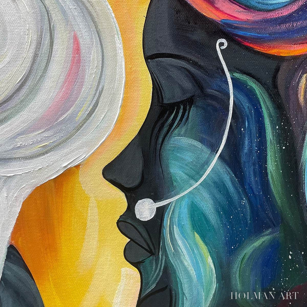 HOLMAN ART Connected Souls – Figurative Oil Painting of Two Faces - image 6