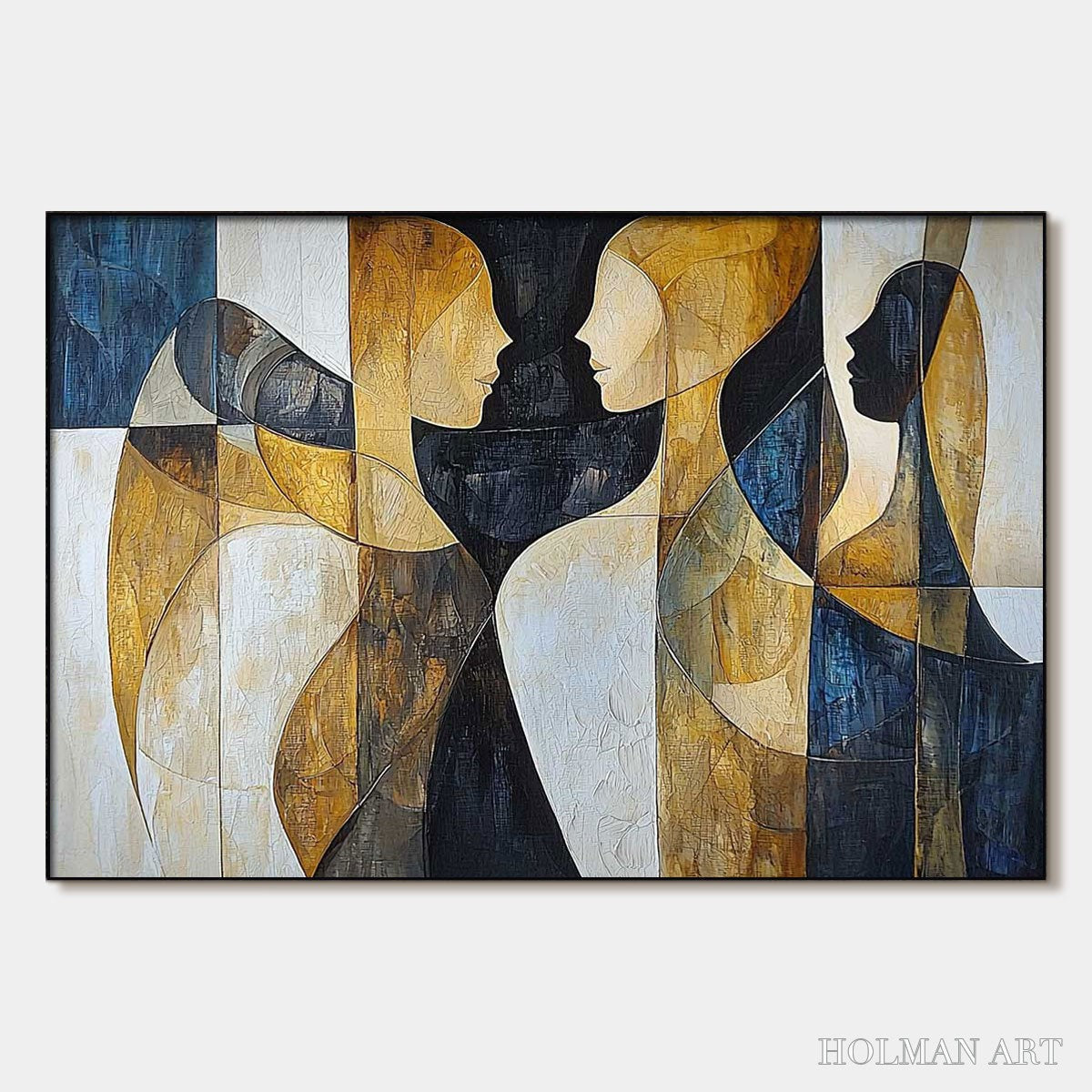 HOLMAN ART Intertwined – Abstract Figurative Oil Painting in Earthy Tones - image 1
