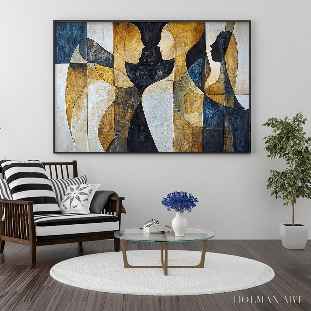 HOLMAN ART Intertwined – Abstract Figurative Oil Painting in Earthy Tones - image 2