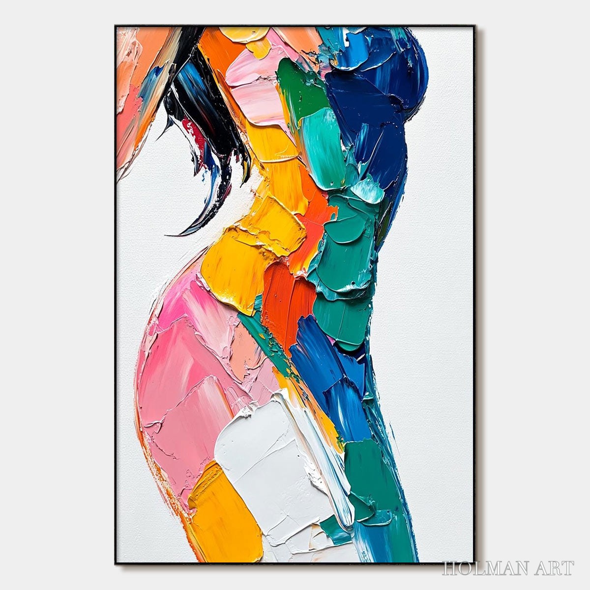 HOLMAN ART Chromatic Figure – Textured Impasto Abstract Figure Oil Painting - image 1