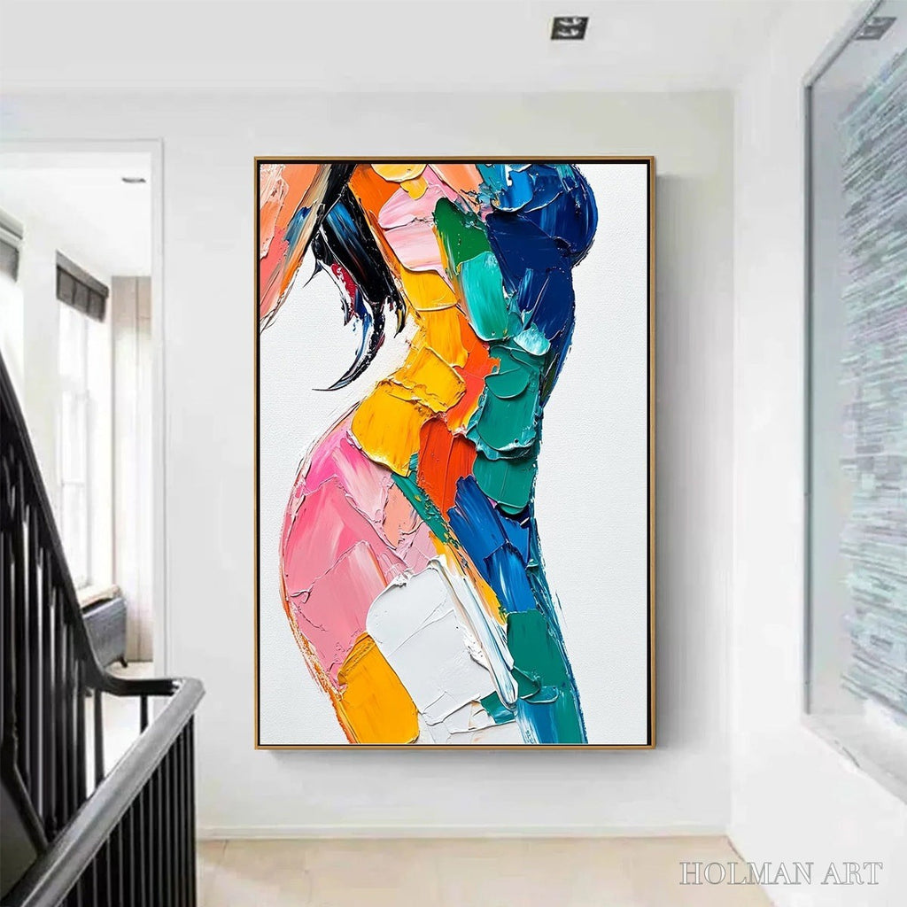 HOLMAN ART Chromatic Figure – Textured Impasto Abstract Figure Oil Painting - image 2
