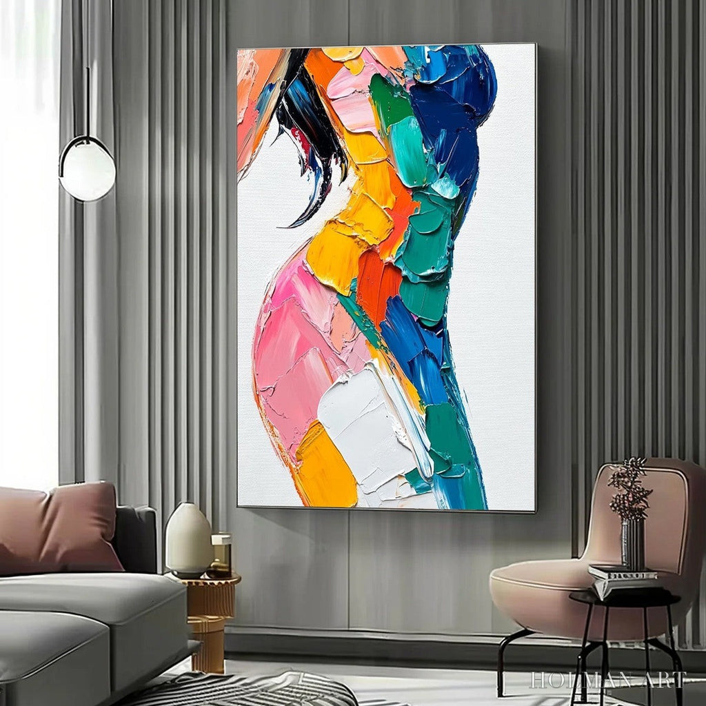HOLMAN ART Chromatic Figure – Textured Impasto Abstract Figure Oil Painting - image 4