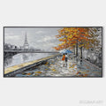HOLMAN ART Parisian Autumn Stroll – Romantic Cityscape Oil Painting with Eiffel Tower - image 1