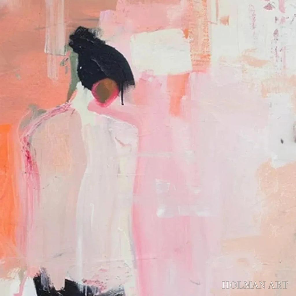 HOLMAN ART Pink Abstract – Figurative Painting, Pastel , Modern Decor, Vertical Canvas - image 3
