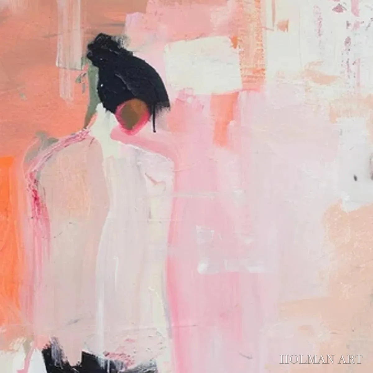 HOLMAN ART Pink Abstract – Figurative Painting, Pastel , Modern Decor, Vertical Canvas - image 3