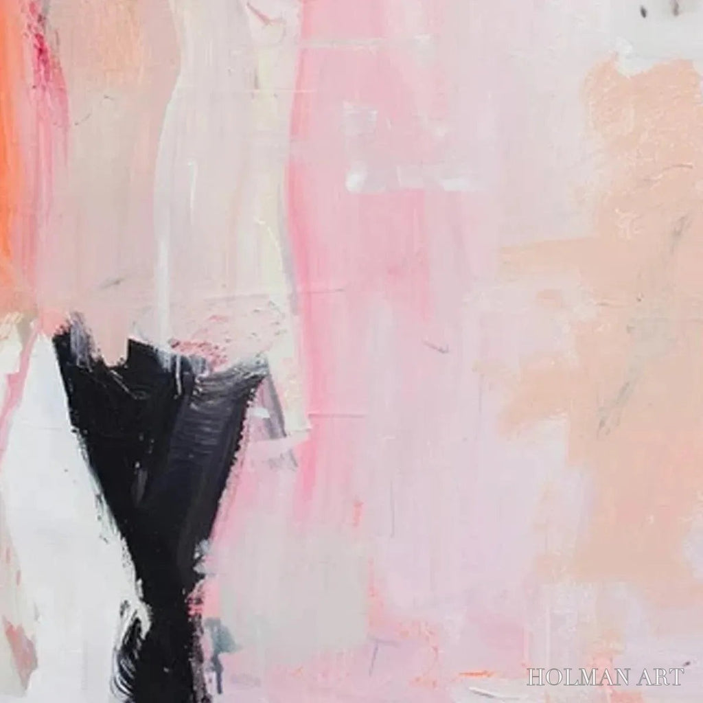 HOLMAN ART Pink Abstract – Figurative Painting, Pastel , Modern Decor, Vertical Canvas - image 5