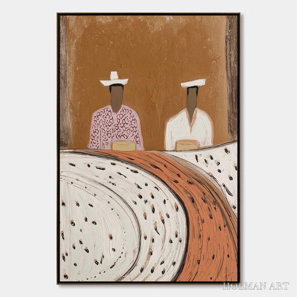 HOLMAN ART Kindred Spirits – Textured Wabi-Sabi Abstract Portrait Painting - image 1
