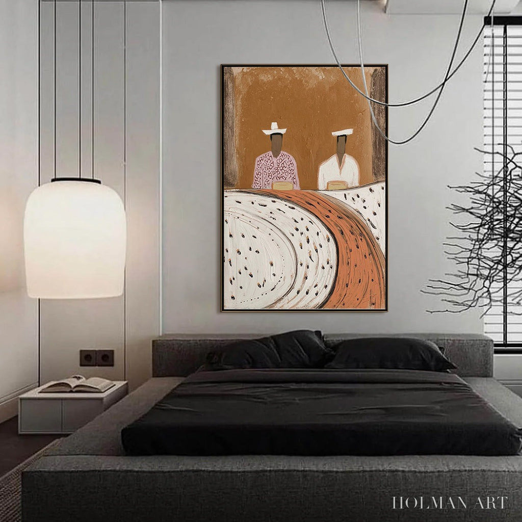 HOLMAN ART Kindred Spirits – Textured Wabi-Sabi Abstract Portrait Painting - image 4