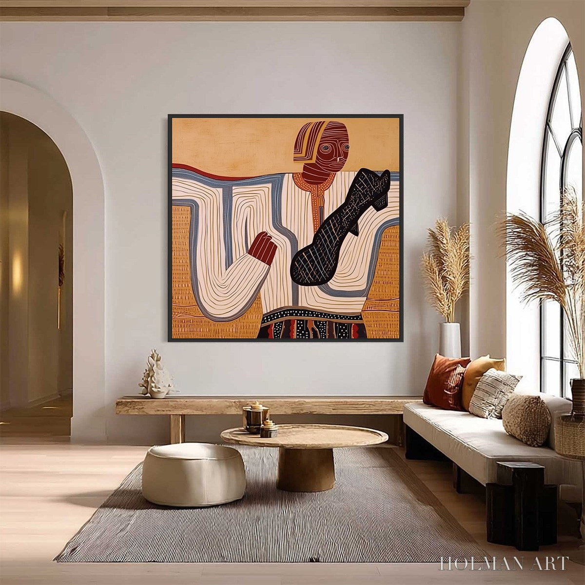 HOLMAN ART the Storyteller – Abstract Figurative Portrait Painting with Earth Tones - image 2