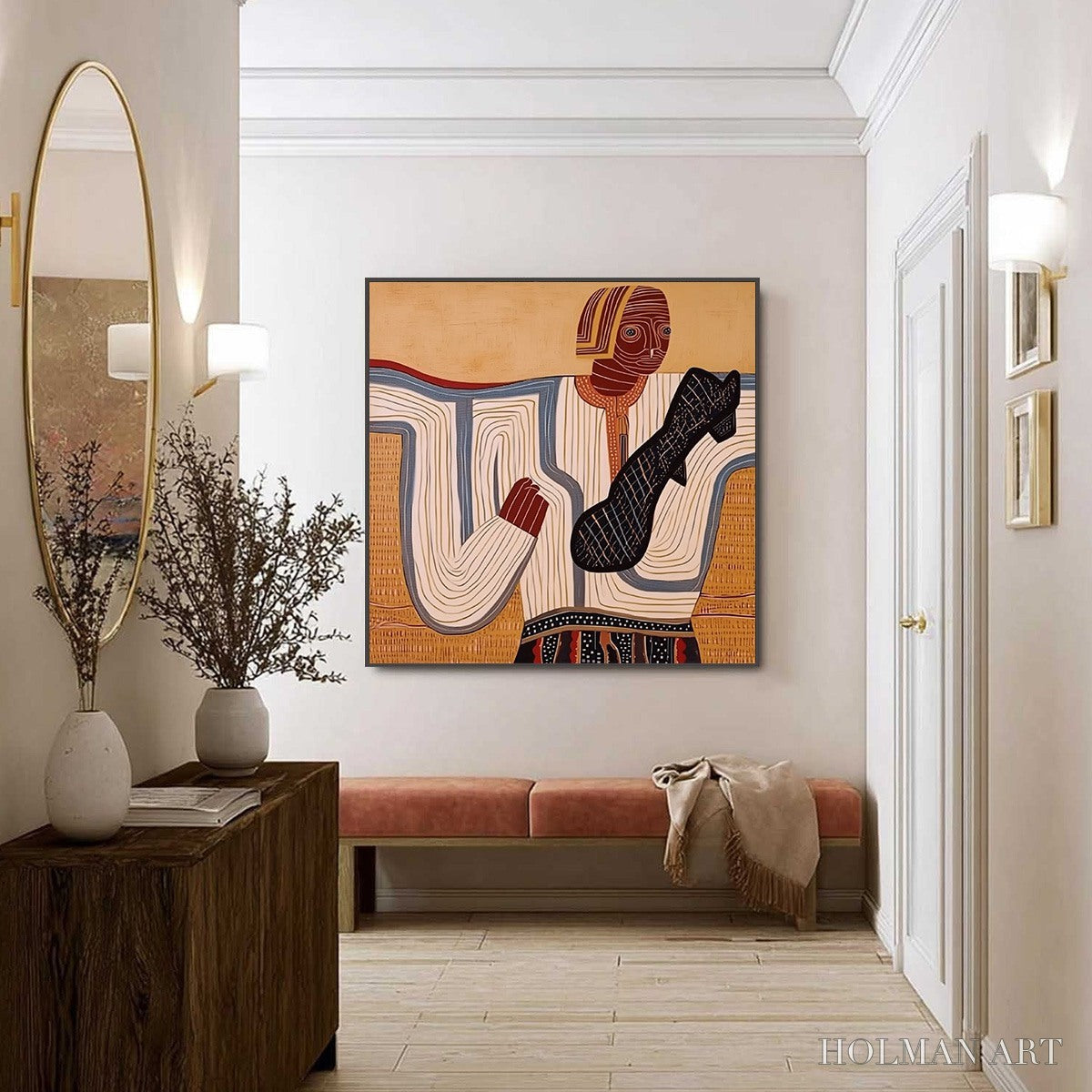 HOLMAN ART the Storyteller – Abstract Figurative Portrait Painting with Earth Tones - image 6