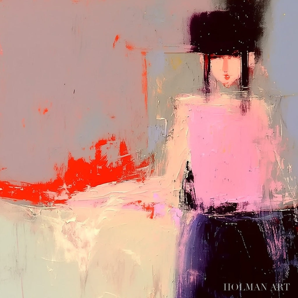 HOLMAN ART Urban Muse – Abstract Figurative Portrait Oil Painting - image 3